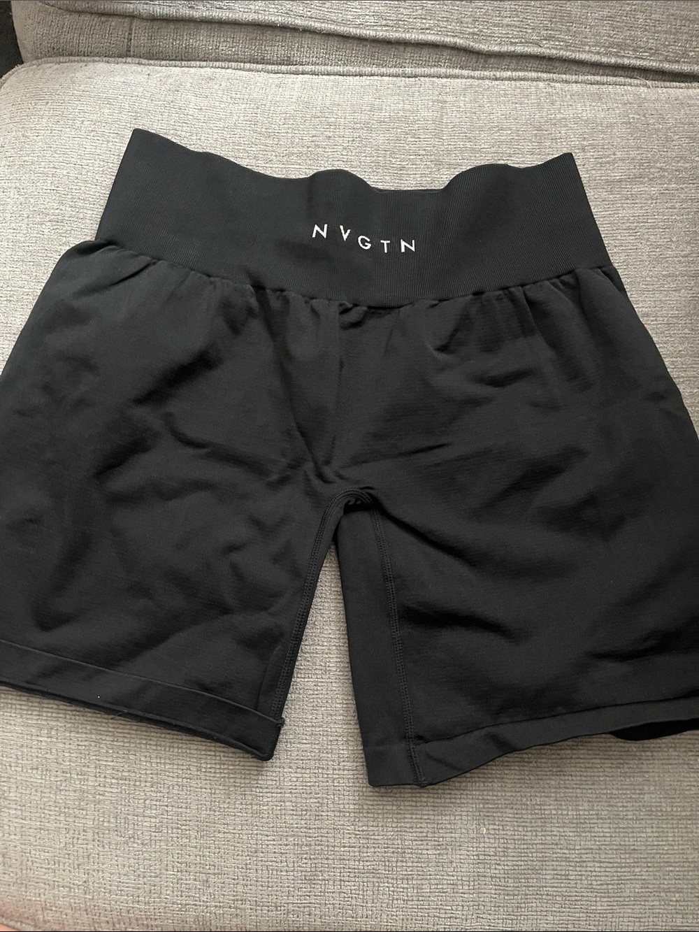NVGTN Black High-Waist Bike Shorts with Branded Waistband